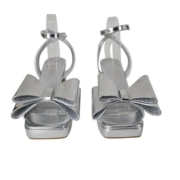 Dream Pairs Womens Bow Platform Chunky Open Toe Sandals Silver Size 9 Party - Picture 5 of 14